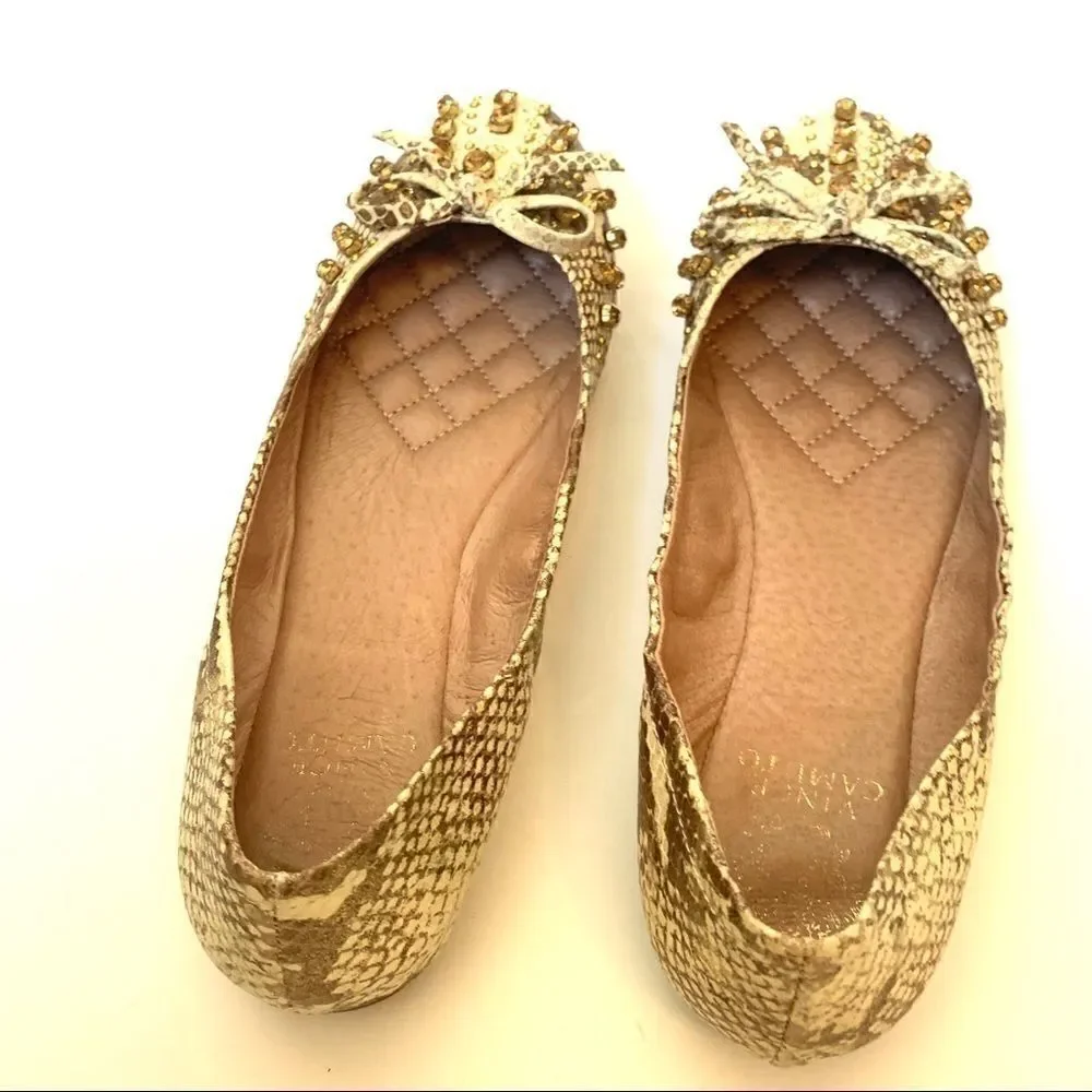 Vince Camuto Snakeskin Rhinestone Embellished Flat